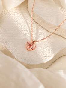 Rhinestone Double Heart Projection Customized Necklace, Customizable Built-In Projection Photo, Exquisite Double-Layer Heart Shape, Surrounded By Sparkling Rhinestones For Enhanced Ambiance. Gold Fine Cross Chain, Lightweight And Comfortable Fit, Durable Material. Romantic Confession Commemorative Accessory, Ideal Gift For Birthday And Anniversary, Stylish For Daily Wear, Projection Hides Exclusive Memories, Unique And Thoughtful. - Double Heart Projection Photo Necklace - View 6