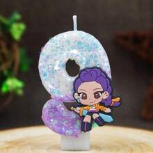 Hasbro 1pc Kpop Demon Hunters Rumi 0-9 Number Birthday Candle Glitter Cartoon Cake Topper Party Decoration - Random - View 3