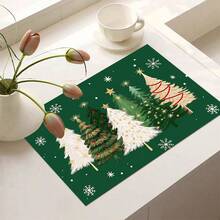 1pc Christmas Absorbent Mat, Christmas Tree Pattern, Kitchen Countertop Absorbent Drying Mat, Coffee Machine Mat, Pour Over Coffee Pot Mat, Dish Drying Mat, Non-Slip Heat Resistant Kitchen Mat, Table Mat, Breakfast Mat, Washing Machine Mat, Home Kitchen Dining Table Coffee Shop Bar Decor Mat, Holiday Party Housewarming Gift, Christmas Holiday Gift! - Multicolor - View 10