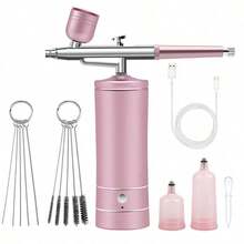 Aerógrafo portátil con compresor, pistola de rociado de acción única para belleza facial, arte de uñas, manualidades y pintura de pasteles RBQE - Bomba redonda negra de 2 velocidades para cintura - Ver 1