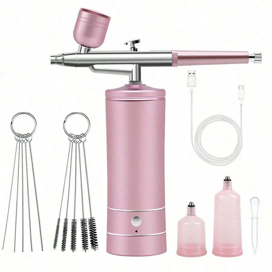 Aerógrafo portátil con compresor, pistola de rociado de acción única para belleza facial, arte de uñas, manualidades y pintura de pasteles RBQE - Bomba redonda negra de 2 velocidades para cintura - Ver 1