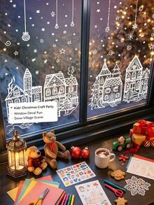 Christmas Window Stickers, Snow House And Snowflake Patterns, Static Adhesion Reusable Waterproof, Easy To Peel And Apply, Suitable For Glass Doors, Store Windows, Home, Office, Cafe, Holiday Party Decoration - Multicolor - View 4