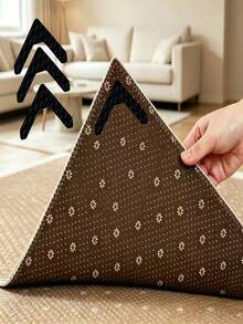 L-Shaped Carpet Anti-Slip Pads, Rug Gripper, Bedroom Living Room Floor Mat Non-Slip Adhesive, Self-Adhesive Removable Reusable Sofa Pad Corner Grips - Black - View 1