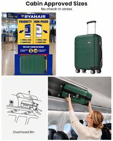 Travel Luggage Set 3 Piece Hard Shell Suitcase With Spinner Wheels TSA Lock Cabin Carry On 20 Inch 24 Inch Medium 28 Inch Large ABS+PC Case Dark Green - Dark Green - View 4