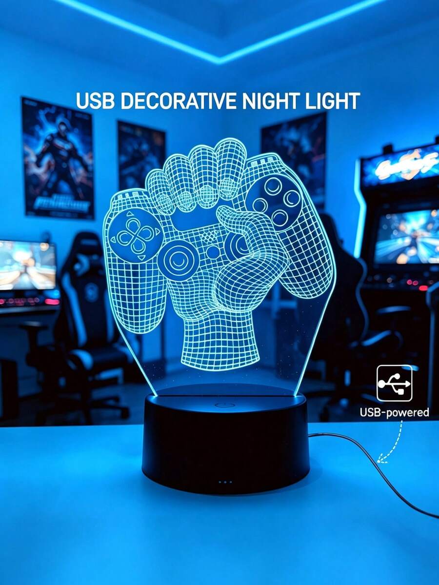 1 Buah Lampu Malam LED 3D Pengontrol Game 7 Warna, Antarmuka USB, Lampu Malam Dekorasi Suasana, Lampu Tidur Cahaya Lembut, Cocok untuk Ruang Belajar, Kamar Tidur, Ruang Tamu, Dekorasi Suasana Bar, Hari Valentine, Kembali ke Sekolah, Hari Thanksgiving, Hadiah Ulang Tahun Teman - beraneka warna - View 1
