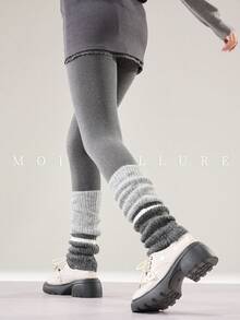 MOIRÉALLURE Women's 2 Pieces Sock Ensemble, Breathable Cotton Tights + Stretchy Foot Socks, Fashion All-Match Set For Everyday Use - Multicolor - View 6