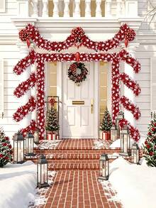 1pc Christmas Red Snowflake Sequin Tassel Decorative Garland With Metallic Foil, Bendable And Shapeable, Suitable For Stair Railings, Christmas Trees And More, Ideal For Thanksgiving, Christmas And Halloween Holiday Decorations - Multicolor - View 10
