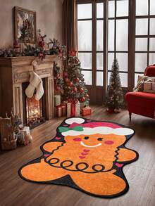 Christmas Washable Non-Slip Area Rug – Thin Soft Living Room Carpet, Kitchen Rug & Runner, Festive Holiday Home Decor - Black - View 4