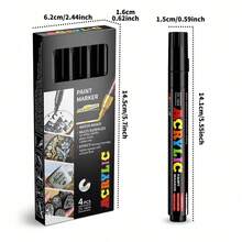 Flysea Classic Push-Button POSCCA Marker, New ZX-1804 Color Series Solid Color 4pcs/Box, Suitable For Holiday/Christmas/New Year Marking, Applicable To Most Surfaces, Acrylic Marker 12/24 Colors, Vibrant Colors And Smooth Writing, Excellent Performance, Cost-Effective, High-Performance Back To School Marker - Sets - View 8