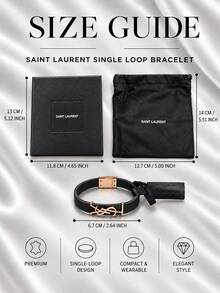 YSL Single Ring Bracelet, 6.7cm Diameter, Single Piece, Lightweight And Delicate, Suitable For Daily Wear And Gifting - Black - View 11