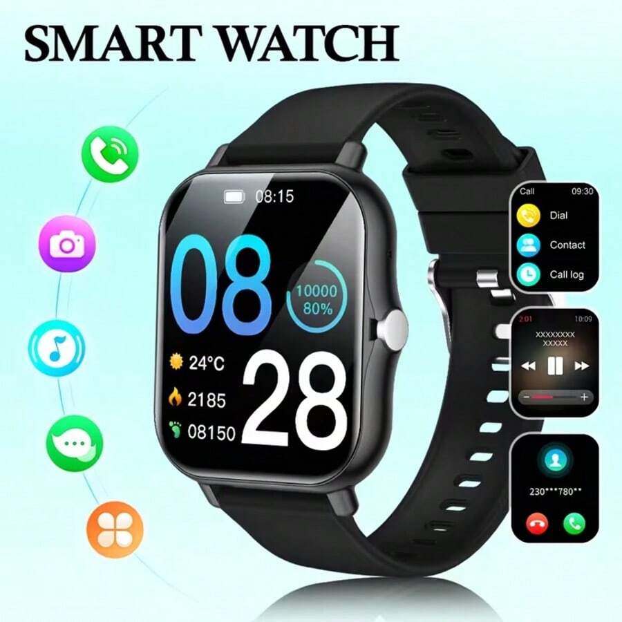 AQMWWG Smart Watch Wireless Call/Dial, Multiple APP Notifications, Unisex, Sports Watch, Customizable Wallpaper, Multiple Sports Modes, Music Playback, Alarm Reminder, Holiday Gift, Birthday Gift - View 1