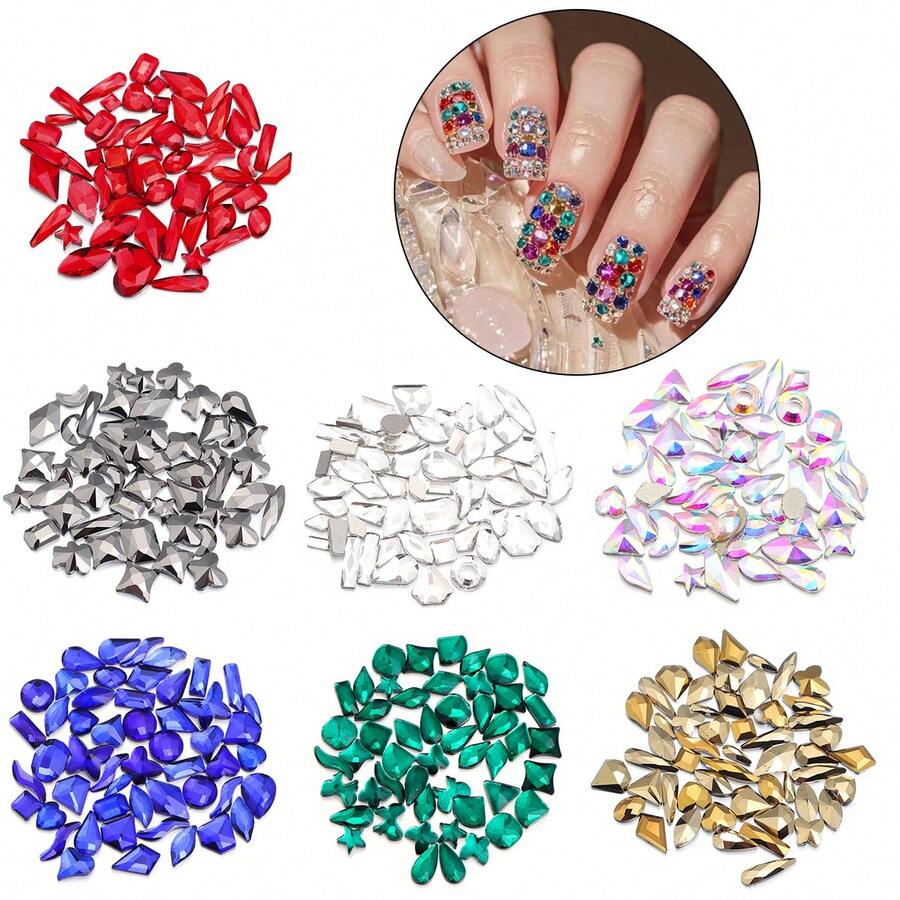 50pcs/Pack Irregular Flat Back Rhinestones, Nail Art, Hair Accessories, Earring Making DIY Rhinestone Decor