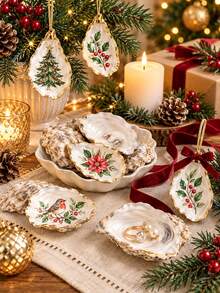 1/3/5pcs Concave Small Oyster Shells, Blank Oyster Shells For Handmade Crafts, DIY Painting Decoration Shells, Suitable For Christmas Ornaments, Beach Home Decor, Wedding Table Decor, Suitable For Adult Craft Enthusiasts, Halloween Thanksgiving Christmas Gifts - Multicolor - View 4