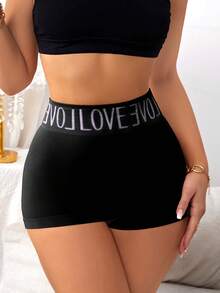 3pcs Women's High Waist Seamless Boxer Briefs LOVE Letter Print Soft Shaping Butt-Lifting Shorts - Multicolor - View 4