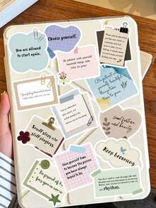 100PCS Encourage Notes Stickers – Inspirational Motivational Positive Affirmation Decals – Aesthetic Vintage Pastel Boho Stickers For Journal, Scrapbook, Guitar, Notebook & DIY - Multicolor - View 8