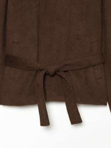DEEKA Autumn/Winter New European & American Style Fashion Minimalist Loose Stand Collar Short Overcoat - Brown - View 8