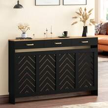 Radiator Cover With Drawers, Wooden Radiator Shelf Pipe Covers Cabinet For Living Room Bedroom Hallway - Black + Wood Grain - View 10