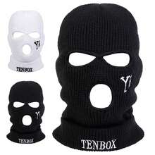 1pc Men's TENBOX Letter Embroidered Knitted Balaclava Hat, Outdoor Casual Hat Suitable For Autumn/Winter Travel, Windproof And Warm - Multicolor - View 5