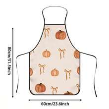 1pc Autumn Pumpkin Bow Print Apron, Featuring Vintage Small Pumpkin And Orange Ribbon Bow Pattern, Durable Cooking Apron Suitable For Bakers, Cake Decorators, BBQ Enthusiasts, Gardeners, Painters, Nail Artists - Perfect Gift For Home And Professional Chefs - Apricot - View 14