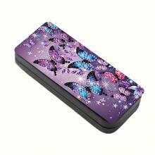 1pc 5D Diamond Painting Glasses Case Set, Featuring Sparkling Butterfly Design, Inlaid With Shiny Diamonds, Made Of Faux Leather. Unique Handmade Gift, Suitable For Friends, Family Or Parents. - View 7