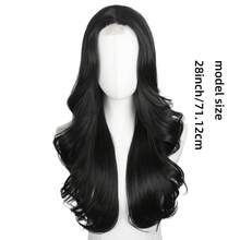 Women's 28 Inch Long Wavy Synthetic Wig, 4x1 Lace Front Heat-Resistant Fiber Wig, Natural Look, Suitable For Daily Wear, Cosplay And Party Occasions - Multicolor - View 4