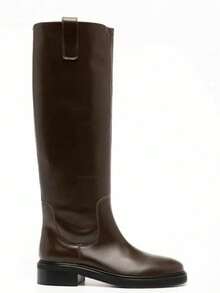 Classic Versatile Knee-High Riding Boots 2025 Autumn/Winter New Leather Vintage Tall Boots - Brown - View 6