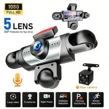 Kamera Mobil SIDAKEYE 360° Panorama 5 Lensa, Layar Mobil IPS 3,16 Inci, Sensor Gravitasi, Perekaman Berulang, Kamera Pemantauan, Kamera Depan 1080P Definisi Tinggi dan Cakupan Pandangan Penuh Depan/Belakang/Kiri/Kanan 720P, Tampilan Empat Layar, Rentang Dinamis Lebar, Aksesori Mobil, Pengisian Daya USB, Baterai 150mAh - A - View 8