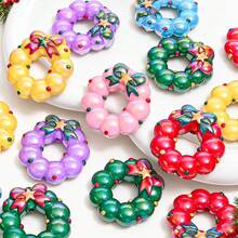 5/10PCS Christmas Wreath Beads Random Color 38x39mm Sparkling AB Bowknot Wreath Beads For Jewelry Making Holiday DIY Craft - Mixcolor - View 2