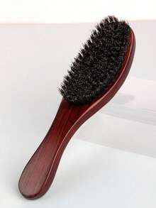 1pc Natural Bristle Brush With Ergonomic Wooden Handle, Detangling Massage Comb For Women And Men, Suitable For Thick, Curly, Frizzy, Straight And Long Hair Hair Styling Tool Kit - A - View 7