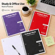 70 Sheets Lined Notebook, Multi-Color Options, Large Size Vintage Style Tear-Off Loose-Leaf Notebook, 8*10.5inch, Student Daily Study Notes Register, Back To School Essential Large Notebook - Multicolor - View 6