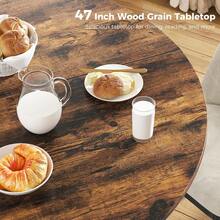 Mesa de comedor redonda, para café, 119,4 x 119,4 x 78,5 cm. |   Mesa Redonda de 47 Pulgadas para 4 a 6 Personas |   Diseño Industrial de Mediados de Siglo con Base de Metal Negro en Forma de X |   Mesa de Cocina que Ahorra Espacio para Cocina y Departamento |   Fácil de Armar - Marrón - Ver 2