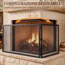HOMCOM Parascintille Camino Pieghevole a 2 Pannelli, Parafuoco, Protezione Camino in Metallo Verniciato, Pronto all'Uso, 140x1x50 cm, Nero - A - Visualizzare 4