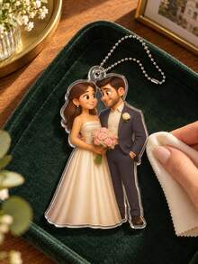 1pc Customized Couple Car Pendant - Multiple Styles Available, Personalized Acrylic Car Decor, Unique Anniversary Gift, Wedding Gift - Multicolor - View 9