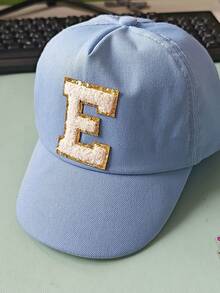 1-3歲幼兒字母棒球帽，兒童純色淺藍色軟質Dad Hat，可調節休閒戶外遮陽帽，適合男嬰與女嬰 - 天藍色 - 查看 5