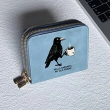 Crow Print Card Holder Lightweight Fashionable Wallet Suitable For Daily Use For Women Double Zipper Mini Wallet Purse Wallet Card Wallet - Multicolor - View 7