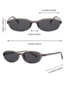 1 Pair Men's Translucent Gray Oval Frame Casual Cool Fashion Glasses - Translucent Gray - View 4