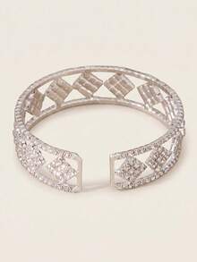 1 chiếc vòng tay cuff bản rộng rỗng hình thoi sang trọng thanh lịch cho nữ, tiệc tối, đám cưới, làm quà tặng - Nhiều màu - Xem 10