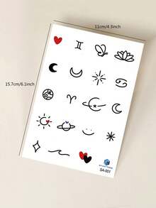 6PCS Minimalist Mini Butterfly Snowflake Heart Music Note Pattern Party Gifts Holiday Gifts Music Festival Temporary Body Skin Waterproof Tattoo Stickers For Hands Shoulders Neck - Multicolor - View 8