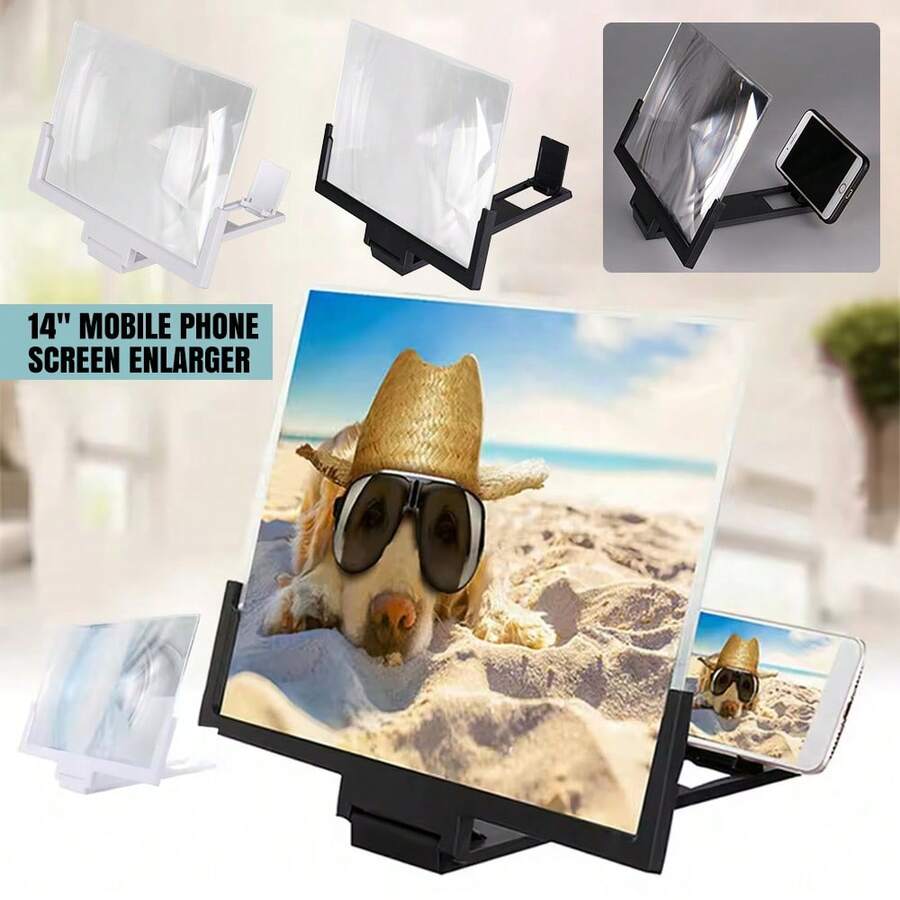 1PC 14In Mobile Phone Screen Amplifier 3D Magnifying Glass Stand Magnifier HD Vid - White - View 1