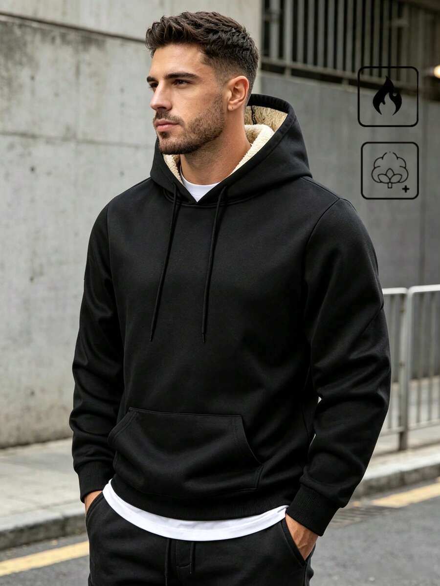 1pc Men's Sports Casual Sweatshirt, Long Sleeve Pullover Sweatshirt, Sports Casual Winter Commute Long Sleeve Top - Black - View 1