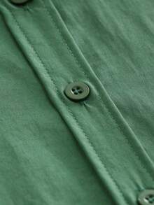 Minimalist Lapel Long Sleeve Loose Women's Shacket, Featuring Shirt Collar And Asymmetric Hem Design Spring - Bean Green - View 7