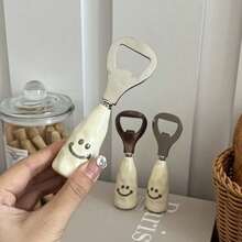 3pcs Cute Smiling Face Beer Bottle Opener, Plastic Handle With Ceramic-Like Finish, Upright Bottle Opener, Creative Stainless Steel Opener - Multicolor - View 11