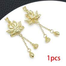 1pc 18K Golden Plated Bowknot Charms With Rhinestones Vintage Filigree Lotus Tassel Pendants Elegant DIY Jewelry Making Supplies For Handmade Craft - Multicolor - View 11