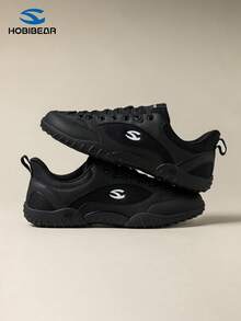HOBIBEAR Men's Black Cross Training Athletic Shoes, Breathable Mesh Panel Design, Wide Toe Rubber Durable Sole, Lightweight Gym Weightlifting Training Shoes - Black - View 4