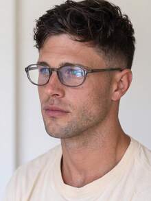 1 Pair Men's Transparent Grey Oval Frame Minimalist Commuter Style Versatile Non-Prescription Glasses - Translucent Gray - View 1