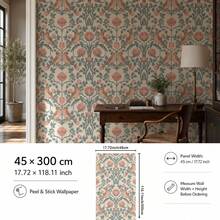 SUPSTICKER Vintage Botanical Bird Peel & Stick Wallpaper, Removable PVC Wall Decor For Bedroom, Living Room & Reading Corner - Flowers - View 17