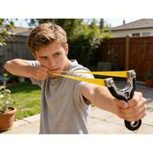 Stainless Steel Slingshot, Suitable For Outdoor Hunting And Target Practice, Heavy-Duty Hunting Slingshot With Rubber Bands, Random Rubber Band Color, Random Leather Pouch Color, Shape, And Size - A - View 5