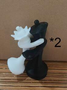 1pc King & Queen Chess Couple Statue, Wedding Decor, Romantic Anniversary Engagement Newlywed Gift, Home Decor, Desktop Display Stand - Multicolor - View 8