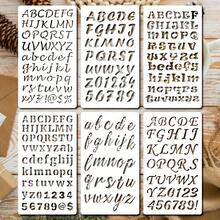 6pcs Reusable Letter And Number Painting Stencil Set, For Hand Drawing, Creative Coloring, Painting, Drawing, Journaling, Scrapbooking And Crafting, Made Of Cream White PET Plastic - Multiple Fonts And Designs - 6-letter Template - View 3