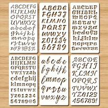 6pcs Reusable Letter And Number Painting Stencil Set, For Hand Drawing, Creative Coloring, Painting, Drawing, Journaling, Scrapbooking And Crafting, Made Of Cream White PET Plastic - Multiple Fonts And Designs - 6-letter Template - View 8